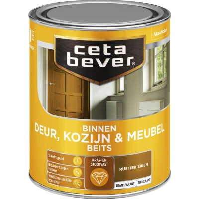 Afbeelding van Ceta Bever Binnenbeits Deur, Kozijn &amp; Meubel Zijdeglans Rustiek Eiken 0107 0,75 liter Blanke lak Beits