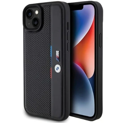 Afbeelding van BMW M Perforated Tricolor Back Case Geschikt voor Apple iPhone 15 Plus (6.7&quot;) Zwart