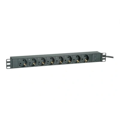 Image de Roline Unité de distribution d&#039;alimentation (rack montable) 250 V 2300 Watt entrée : IEC 60320 C14 connecteurs sortie 8 1U 19&quot; 2 m cordon noir pour P/N: 26.21.0233, 26.21.0234, 26.21.0235, 26.21.0236, 26.21.0237, 26.21.0238, 26.