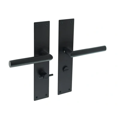 Afbeelding van Intersteel Deurkruk Jura met schild 250x55x2mm WC63/8 zwart