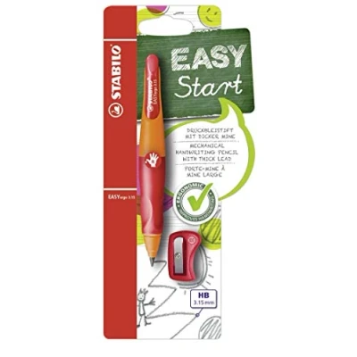 Afbeelding van Vulpotlood STABILO Easyergo 3.15mm HB rechtshandig oranje/rood incl puntenslijper blister à 1 stuk