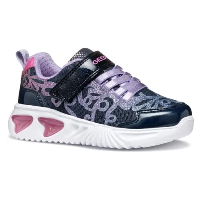 Afbeelding van Geox Assister GIRL Sneakers laag voor kinderen, Maat: 24, Navy/lilac Imitatieleer/ textiel