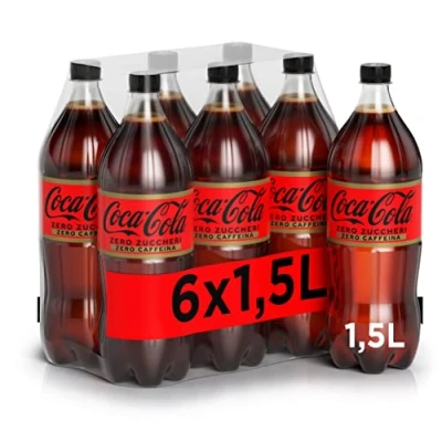 Afbeelding van Coca Cola Zero Suikers Cafeïne 6 flessen van 1,5 l, alle smaak zonder calorieën en cafeïne, in 100% recyclebare PET fles, alcoholvrije drank met zoetstoffen