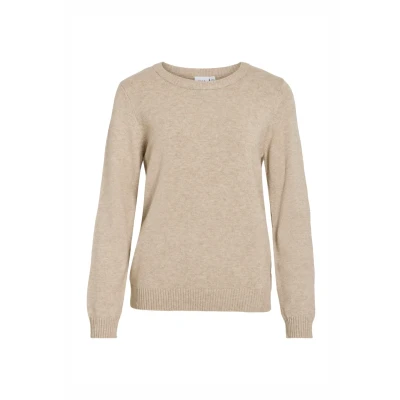 Afbeelding van VILA Viril Oneck LS NOOS Trui, Dames, Maat: Medium, Natural melange