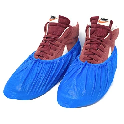 Afbeelding van Duurzame wegwerp overschoenen (4 g), wegwerpsokken van CPE DPI persoonlijke beschermingsmiddelen reiniging voor thuis tuinieren kleur BLAUW (CPE 4 gram, hoeveelheid