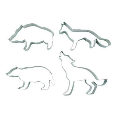 Afbeelding van BekkiB 880534 Set van 4 uitsteekvormpjes &quot;bosdieren&quot;: wolf, das, zwijn, vos, bos uitsteekvorm roestvrij staal vaatwasmachinebestendig
