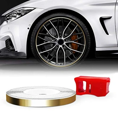 Afbeelding van Quattroerre Wheel Trim Racing Strips voor autovelgen, goud glanzend, 5 mm x 6 m