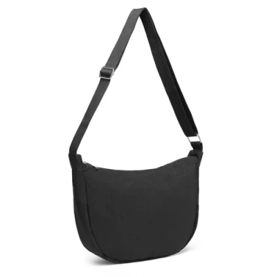 Afbeelding van Miss Lulu Crescent Damestas, waterdichte nylon schoudertas, casual borsttas, kleine schoudertas met verstelbare riem voor vrije tijd en sport, zwart.