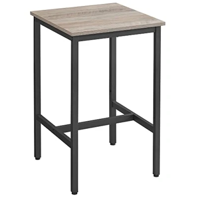Afbeelding van Bartafel met Stalen Frame, Grijs Zwart, Industrieel Ontwerp