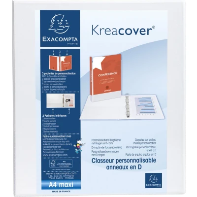Afbeelding van Exacompta Kreacover personaliseerbare ringmap wit 2 ringen van 40 mm 10 stuks