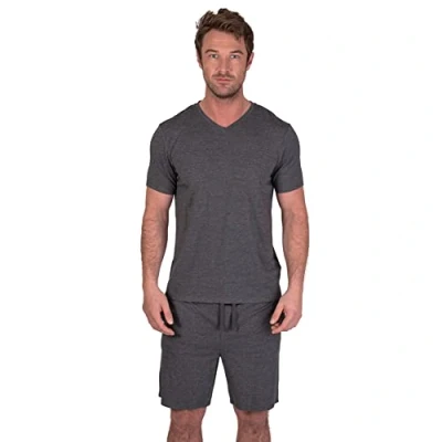Afbeelding van Lee Cooper Pyjama léger et ombre pour homme, en modal, col V, bas court, charbon de bois marne, 2XL EU
