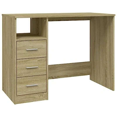 Image de vidaXL Bureau avec tiroirs Chêne sonoma 102x50x76 cm Bois d&#039;ingénierie823035