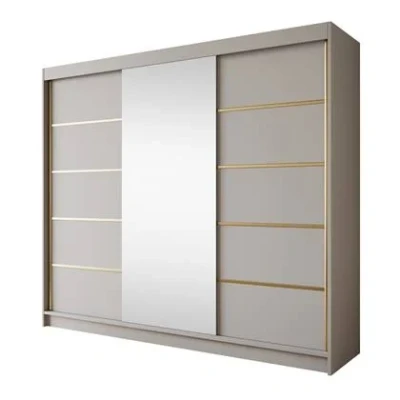 Afbeelding van Meubella Kledingkast Eagle Beige 250 cm Met spiegel