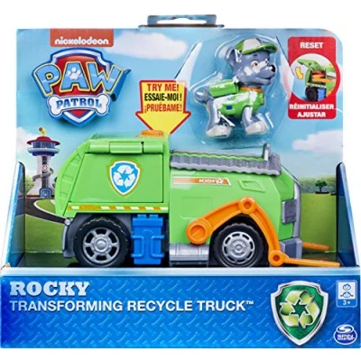 Afbeelding van Paw Patrol Rocky&#039;s Recycling Truck, transformeerbaar, met pop up gereedschap en mobiele vorkheftruck, vanaf 3 jaar