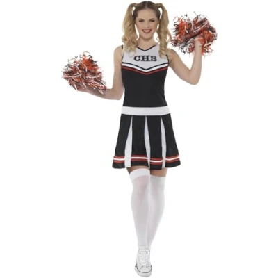 Afbeelding van Smiffy&#039;s Cheerleader Kostuum Zwart Go Highschool Vrouw Extra Small Carnavalskleding Verkleedkleding
