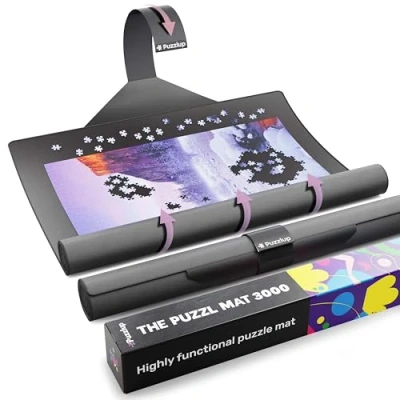 Afbeelding van Puzzlup 3000 XXL Puzzelmat Neopreen Zelfsluitend en Antislip Portapuzzle met luxe geschenkverpakking Voor alle puzzels van 500, 1000, 1500, 2000 stukjes 95 x 150 cm