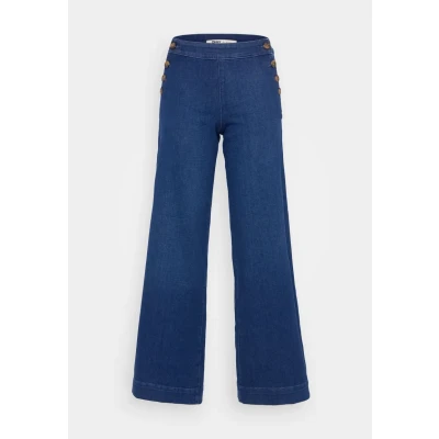 Afbeelding van ONLY Onlmadison Button WIDE Flared Jeans, Dames, Maat: 25x32, Dark medium blue denim