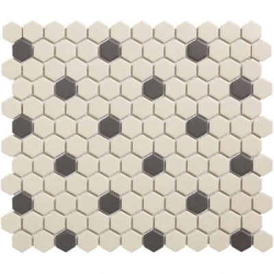 Afbeelding van The Mosaic Factory London Hexagon Mayfair 36 White/Black 2,3x2,6 cm