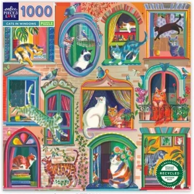 Image de Puzzle 1000 pièces Eeboo Cats in Windows