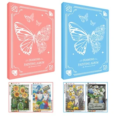 Afbeelding van TAVADA Diamond Painting Album, 2 stuks A3 map, 5D diamantschilderij album (30 pagina&#039;s fotoboek, ruimte voor 60 vellen), poederblauw, koffer, Poeder Blauw, Koffer