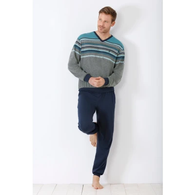 Afbeelding van Hajo pyjama heren polyester grijs
