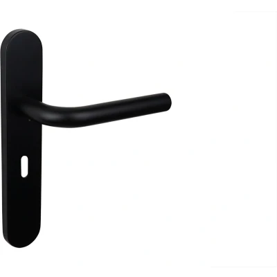 Afbeelding van Lavuzo deurkruk Oristano Zwart met afgerond schild SL56 Per set Deurklink