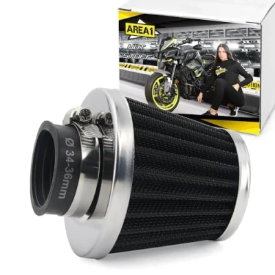 Afbeelding van Area1 Universele luchtfilter Tuning Sport aansluiting 34 35 36 mm dubbellaags staal motorfiets ATV quad scooter