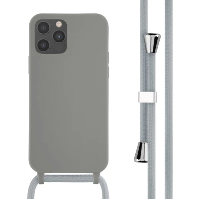Afbeelding van iMoshion hoesje Geschikt voor iPhone 12 Pro / met koord Siliconen Grijs