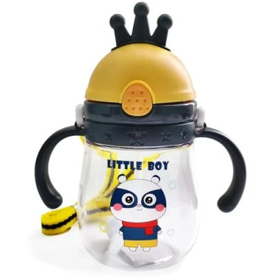 Afbeelding van Alled Leren beker voor baby&#039;s, siliconen babywaterfles kinderen vanaf 6 maanden, rietjesbeker kinderen, lekvrij, babybeker met trekkoord, 300 ml
