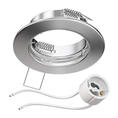Afbeelding van ledscom.de FERE Plafondmontageframe, mat chroom, (LED/halogeen/GU10/MR16/PAR16/50 mm) incl. GU10 fitting