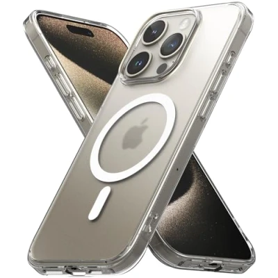 Afbeelding van Ringke beschermhoes compatibel met iPhone 15 Pro Max [Fusion Magnetic Mat], magnetisch, transparant, ultradun, robuust, stijf, achterkant, zacht, schokbestendig, voor Max,