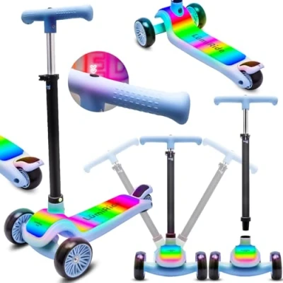 Afbeelding van LUMI RIDE Kinderstep 3 wielen, Scooter voor kinderen driewieler, Blauw, Balance LED, Inklapbaar, Verstelbaar Stuur, Voetrem, Antislip Dek, Afneembaar Stuur
