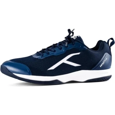 Afbeelding van HUNDRED Infinity Pro Non Marking Professionele Badminton Schoen voor Heren (Navy/Wit, EU 42/UK 8/US 9) Materiaal: Polyester/Mesh Geschikt Zaaltennis/Squash/Tafeltennis/Basketbal &amp; Padel