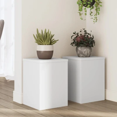 Afbeelding van Plantenstandaards 2 st 25x25x35 cm bewerkt hout wit
