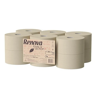 Afbeelding van Renova Jumbo Love&amp;Action toiletpapier, 12 rollen, rol van 90 m, 2 laags