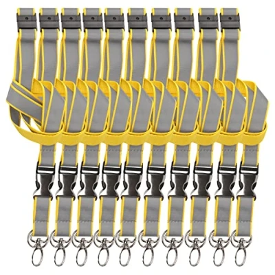 Afbeelding van Tarifold Fr 200534 Reflecterend koord voor identificatie instructies, veiligheidsband, afneembare halsband, sleutel, geel/grijs (55 cm, 10 stuks)