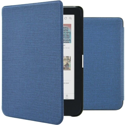 Afbeelding van imoshion Ereader Cover / Hoesje Geschikt voor Kobo Clara BW Colour Canvas Sleepcover Bookcase zonder stand Donkerblauw