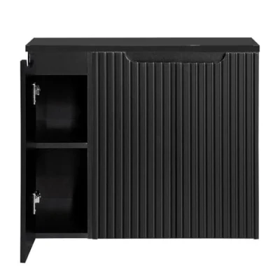 Afbeelding van Wastafelonderkast met wastafelblad en 3 deuren Newport 80x60x40 cm zwart [en.casa]