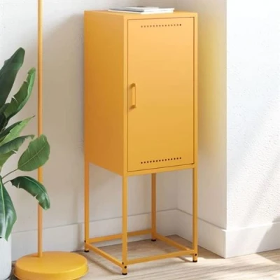Afbeelding van Hoge kast 36x39x107 cm staal mosterdgeel
