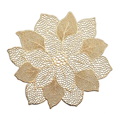 Afbeelding van Zeller placemats bloemen vorm 1x kunststof 49 x 47 cm goud