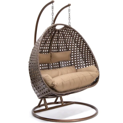 Afbeelding van Hangstoel Polyrattan TWIN Bruin Met kussens