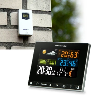 Afbeelding van Buienradar BR700 3 in 1 Weerstation met draadloze buitensensor, zwart Black Silver