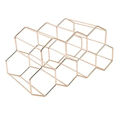 Afbeelding van Vrijstaande wijnfleshouder, tafel wijnrek, werkblad voor bar, wijnkelder, woonkamer, keuken, kelder (roségoud)