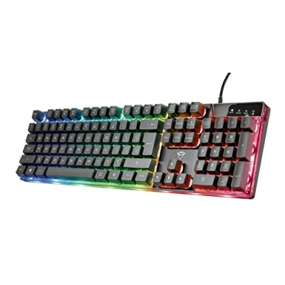 Afbeelding van Trust Gaming GXT 835 Azor toetsenbord met achtergrondverlichting, Spaanse QWERTY lay out, ledverlichting, bekabeld gamingtoetsenbord voor Windows, Mac, PC, computer, laptop, zwart