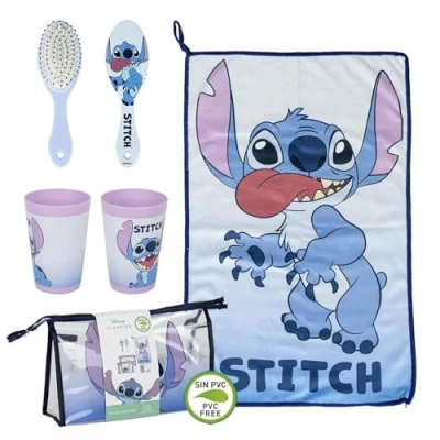 Afbeelding van Disney Stitch Toilettas 4 Pieces Haarborstel Handdoek Beker