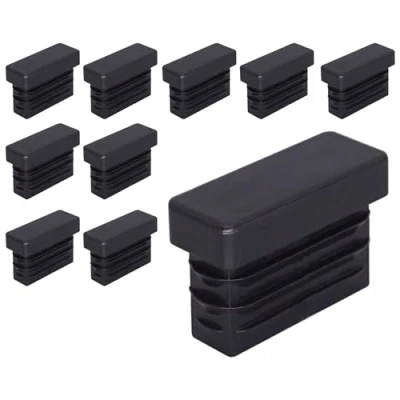 Afbeelding van SKIR&#039;CO Set van 10 rechthoekige kunststof doppen x 25 mm zwart RAL 9005