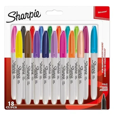 Image de Sharpie marqueurs indélébiles pointe fine assortiment de couleurs à encre permanente Lot 18