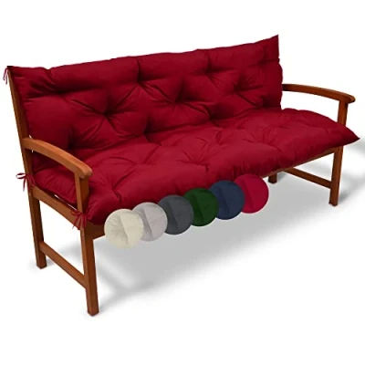Afbeelding van Beautissu Tuinbank kussen Flair BR kussens voor tuinmeubelen 150 x 50 cm rood zitkussen en rugkussen