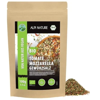 Afbeelding van biologische mozzarella kruiden voor tomaten (100 g), Italiaanse kruidenmix, kruidenzout, 100% natuurlijk, ingrediënten uit teelt, kruidenbereiding