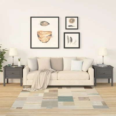 Afbeelding van Bijzettafels 2 st 50x50x49 cm massief grenenhout grijs